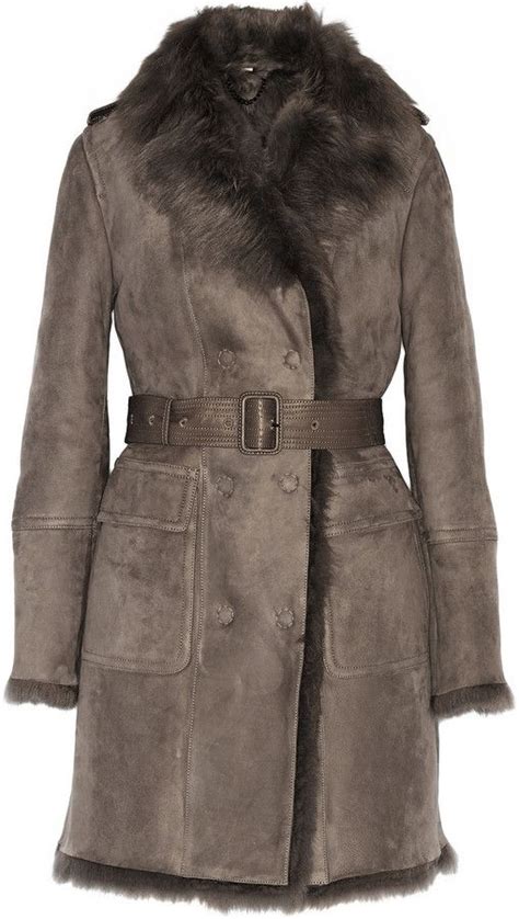 burberry london leather-trimmed shearling coat|BURBERRY Leather.